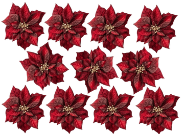 Rote Weihnachtsstern Kunstblumen im Set – detailreiche Dekoblumen für weihnachtliche Tisch- und Raumdekoration.