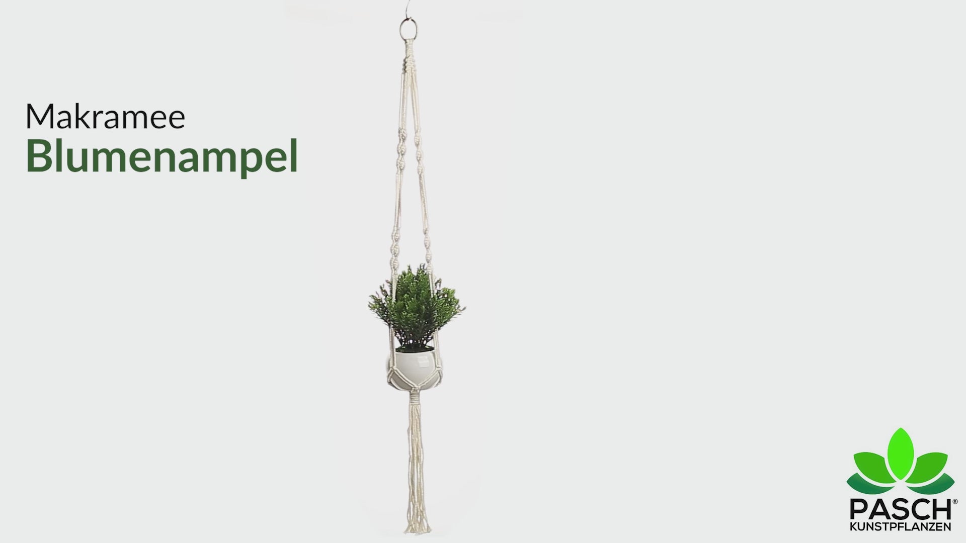 Nahaufnahme Makramee Blumenampel aus Baumwolle mit naturgetreuer Kunstpflanze
